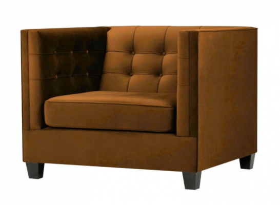Modern Chesterfield Armchair Textile Fabric Brown Creative Furniture Living Room
