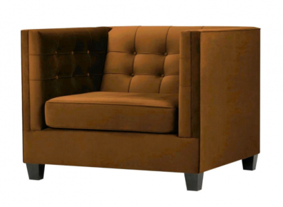 Modern Chesterfield Armchair Textile Fabric Brown Creative Furniture Living Room