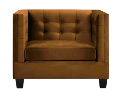 Modern Chesterfield Armchair Textile Fabric Brown Creative Furniture Living Room