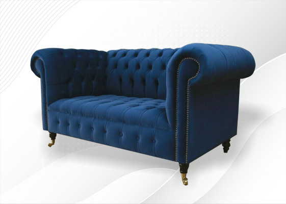 Classic Textile Couch - Velvet Chesterfield Fabric Sofa 2-Seater New jvmoebel ®