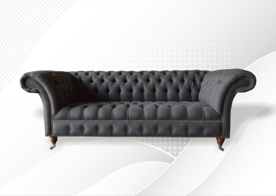 Chesterfield 3 Seat Textile Dark Gray Modern Design Couches Sofa Furniture Designer