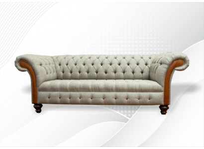 Chesterfield 3 Seater Beige Living Room Design Couch Upholstered Sofa Sofas Textile