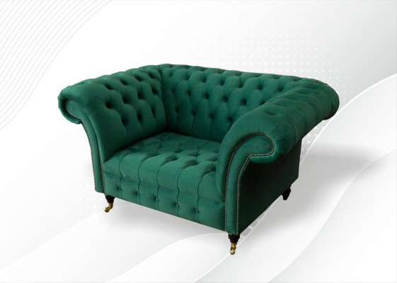Chesterfield Armchair Fabric Green Design Upholstery New Creative Living Room Luxury