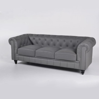 Gray Chesterfield Couch Office Sofa Reception Sofas Leather Textile New jvmoebel ®