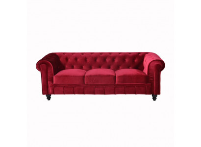 jvmoebel ® - Leather Sofa Couch - Red Upholstery Three-Seater Couch Set 3 Seater New
