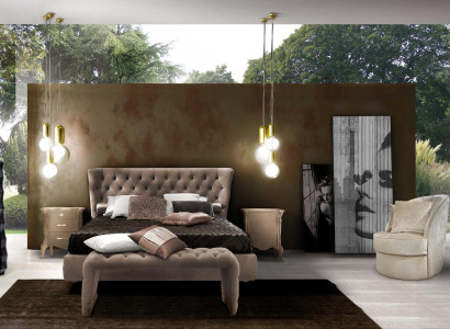 Bedroom 3 piece set bed 2x nightstand console beds double hotel upholstery