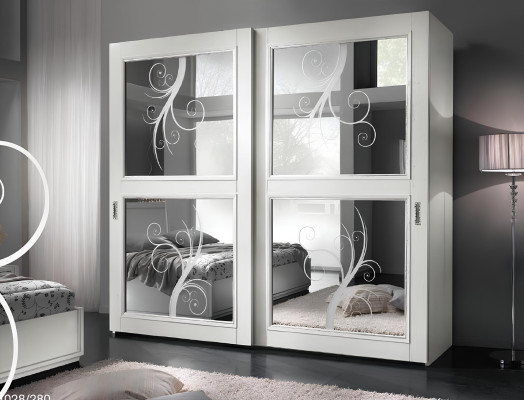 Wardrobe sliding doors wall unit cabinets cupboard wood Italian furniture