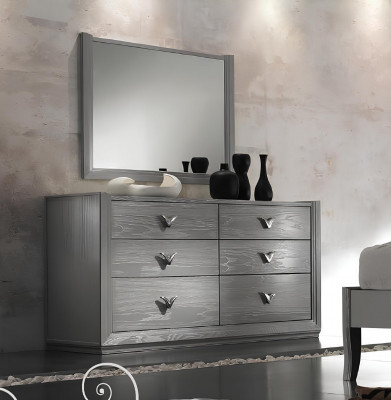 Chest of drawers mirror set wood designer dressers cabinet shelf Italian set 2-piece.