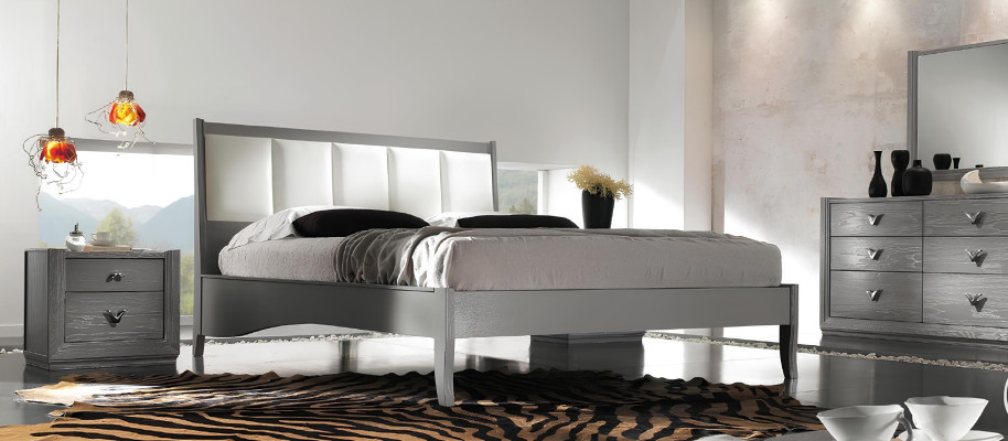 Bedroom bed nightstand chest of drawers mirror set group double new set 5 pieces