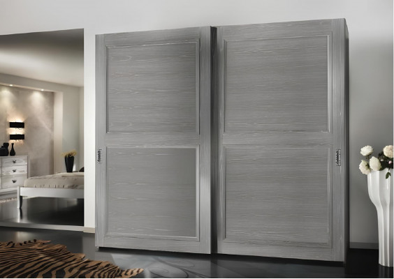 Wardrobe with sliding doors cupboards wood modern furniture furnishing.