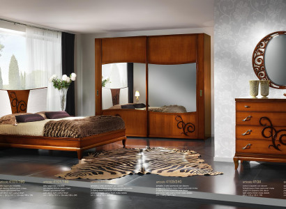 Bedroom bed bedside table wardrobe dresser mirror luxury new set 6-piece.