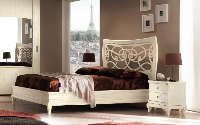 Luxury bed nightstand beds double bed frame set 3-piece bedroom.