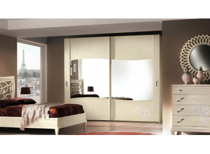 Wardrobe with sliding doors bedroom cabinet wall cabinets white mirror