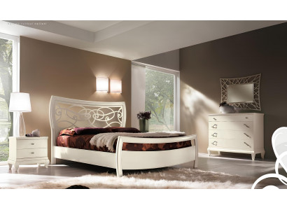 Bedroom bed nightstand dresser mirror suite group bed set 5-piece.