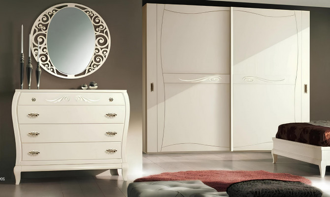 Dresser Mirror Dressers Cabinet Shelf Console Furniture Wooden Cabinet Italy Set 2-piece.
