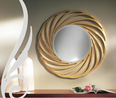 Round mirror hanging mirror wood modern wall mirror furniture mirror design 90x90