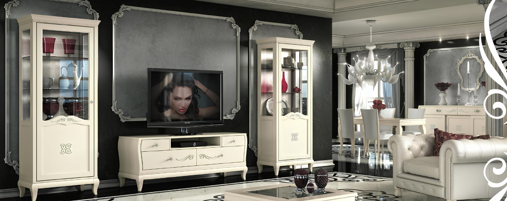 Luxury Living Room TV Set, Modern Cabinet TV, Wood Furniture, Cabinet Style, 3-Piece Cabinets