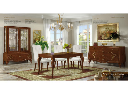 Dining room dining table chair sideboard display cabinet group dining wood set new set 7-piece.