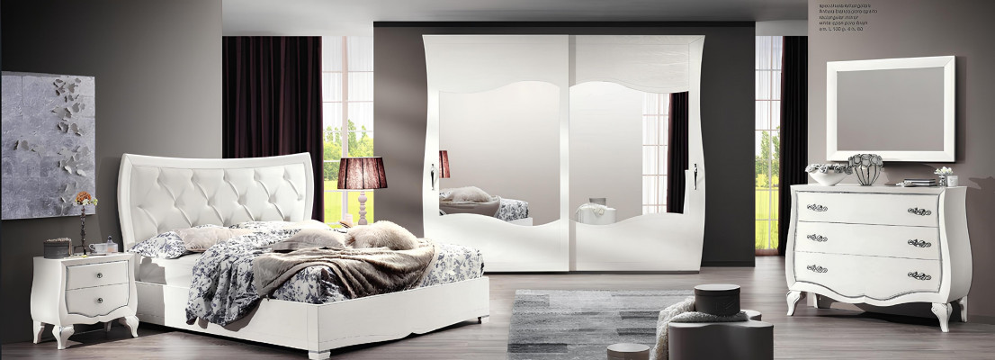 Bedroom set bed nightstand wardrobe dresser mirror 6-piece set