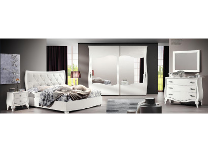 Bedroom suite bed nightstand wardrobe dresser mirror set 6-piece