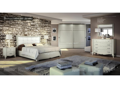 Luxury 6-piece bedroom set: bed, nightstand, wardrobe, dresser, mirror, wood