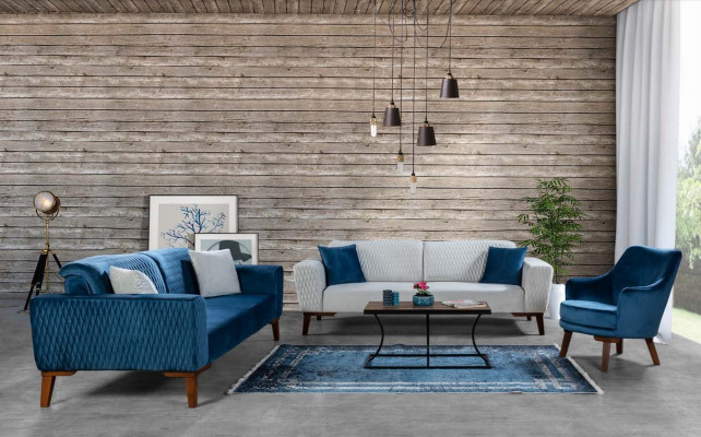 Blue three-seater couch couches sofa elegant seating furniture sofa living room new velvet