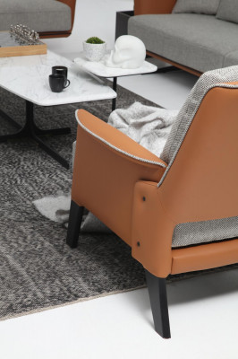 Armchair Wingback Chair Cocktail Chair Fabric Living Room Orange Modern Gray