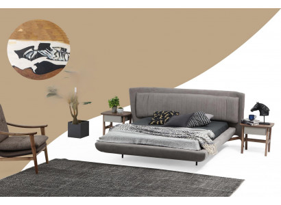 Bed frame double bed fabric modern gray bedroom double new