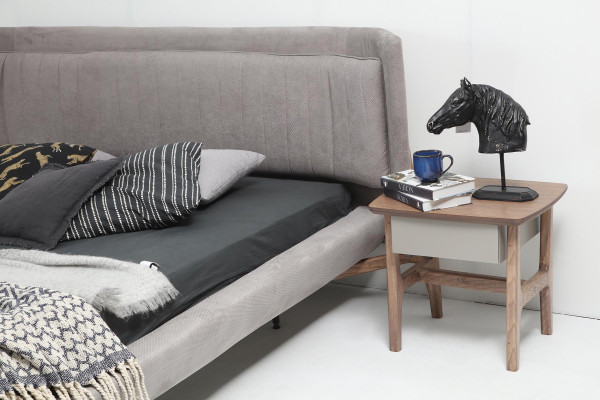 Bed frame double bed fabric modern gray bedroom double new