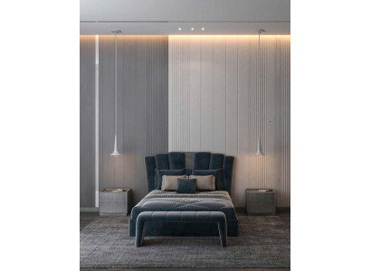 Luxury double hotel beds Italian furniture new modern bed blue upholstery design