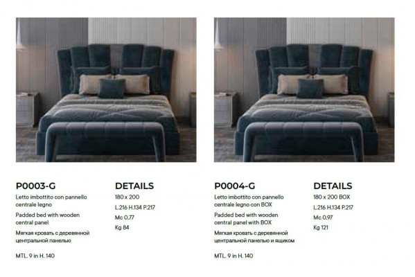 Luxury double hotel beds Italian furniture new modern bed blue upholstery design