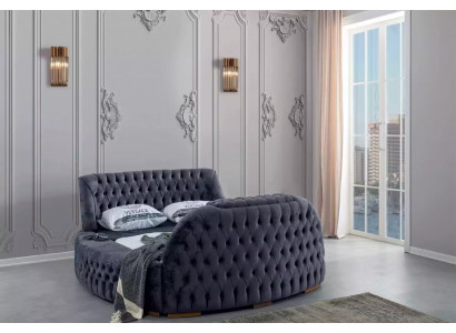 Round Bed Chesterfield Beds with TV Lift Luxury Double Bed 180x200