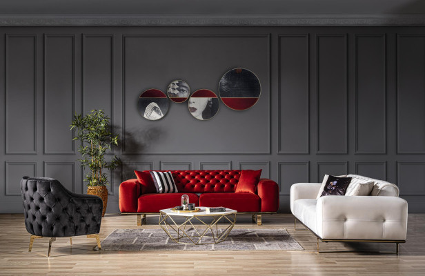 3-seater sofa living room luxury upholstered designer furniture Chesterfield