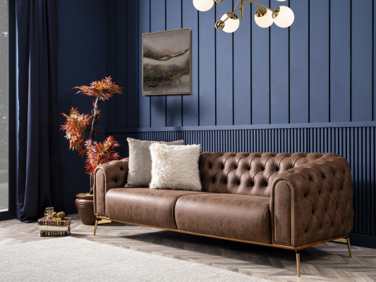Chesterfield Sofa 3-Seater Couch Furniture Sofas Living Room 230cm