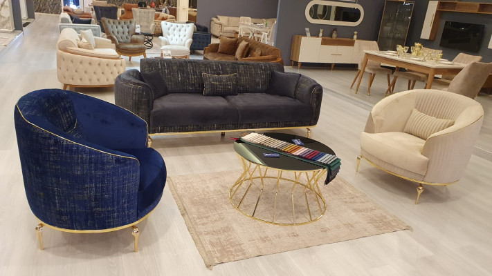 Luxury armchair living room beige armchair upholstered modern club relax