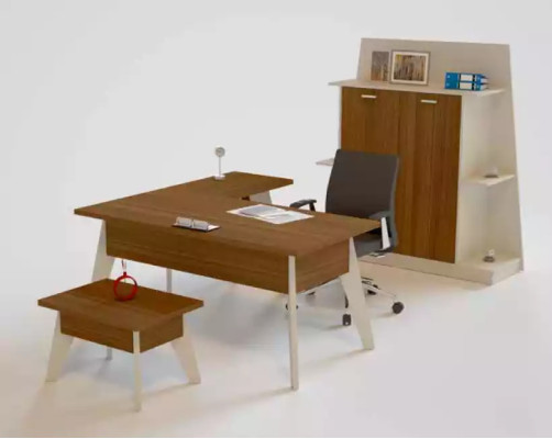 Corner desk table filing cabinet coffee table cabinet furniture office 3-piece set.