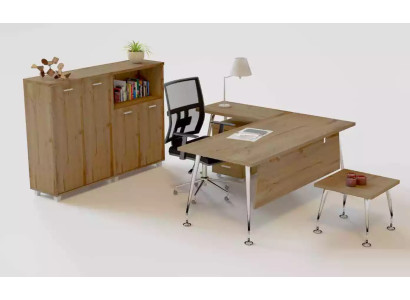 Wooden Office Set Corner Desk Chest of Drawers 2x Filing Cabinet Coffee Table 4-piece Set