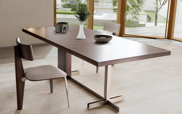 Brown dining table designer tables table + 4x armchair furniture 5-piece set