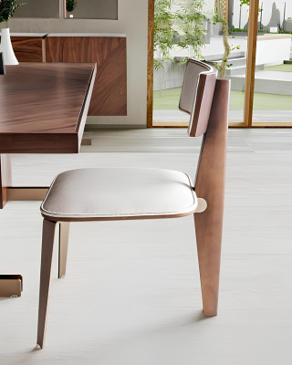 Brown dining table designer tables table + 4x armchair furniture 5-piece set