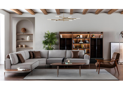 Corner sofa fabric sofa L-shaped sofa fabric sofas gray modern table living landscape