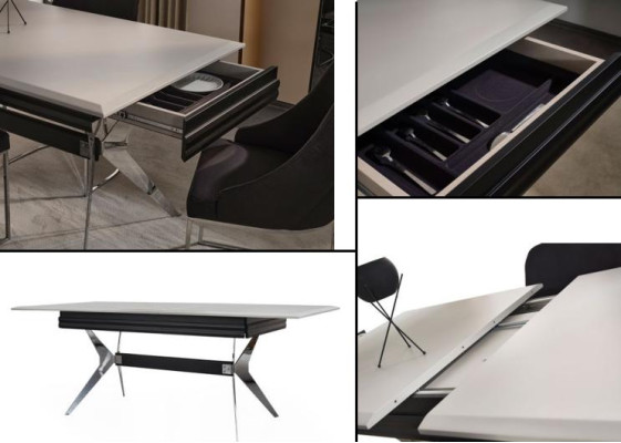 Dining area Dining room Dining table Chairs Table Modern 7-piece Black Extendable
