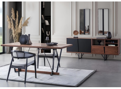 Dining area dining room dining table set 2-piece sideboard dining room table brown wood