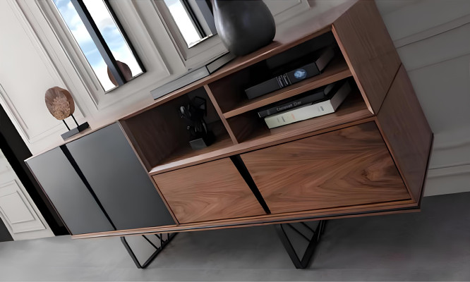 Dining area dining room dining table set 2-piece sideboard dining room table brown wood