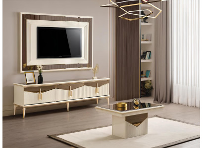 Luxury living room wall unit TV stand wall panel living room RTV lowboard gold