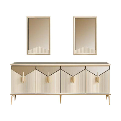 Luxury Sideboard Buffet Cupboard Cabinet Wood Cabinet Wood Beige Gold