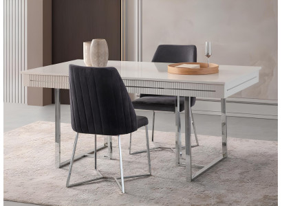 Modern dining table extendable wood white