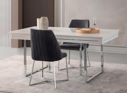 Modern dining table extendable wood white