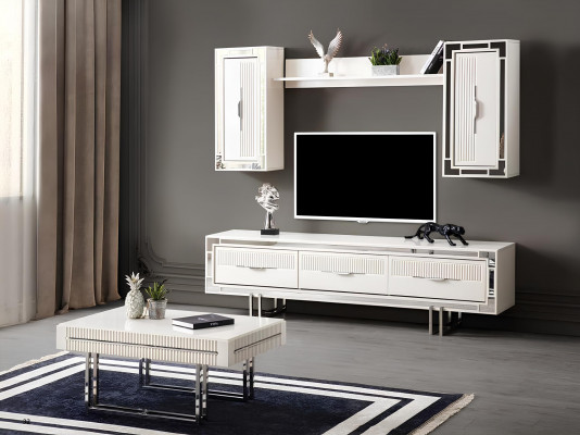 Sideboard TV Stand Wall Panel White RTV Lowboard Modern Living Room Wall Unit