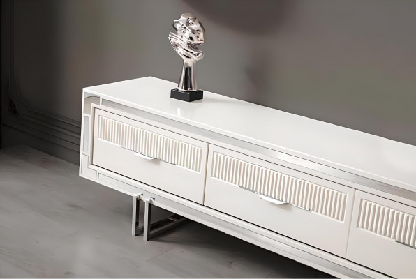 Sideboard TV Stand Wall Panel White RTV Lowboard Modern Living Room Wall Unit