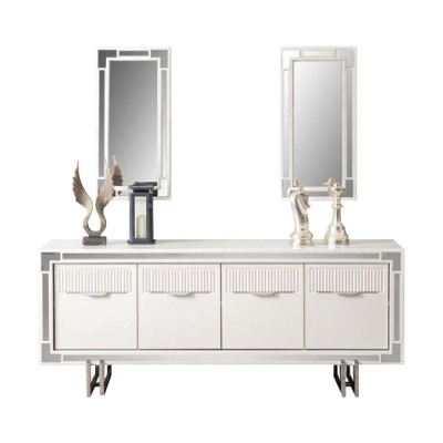 Complete Dining Table 2-Piece Sideboard Extendable Dining Table Wood White